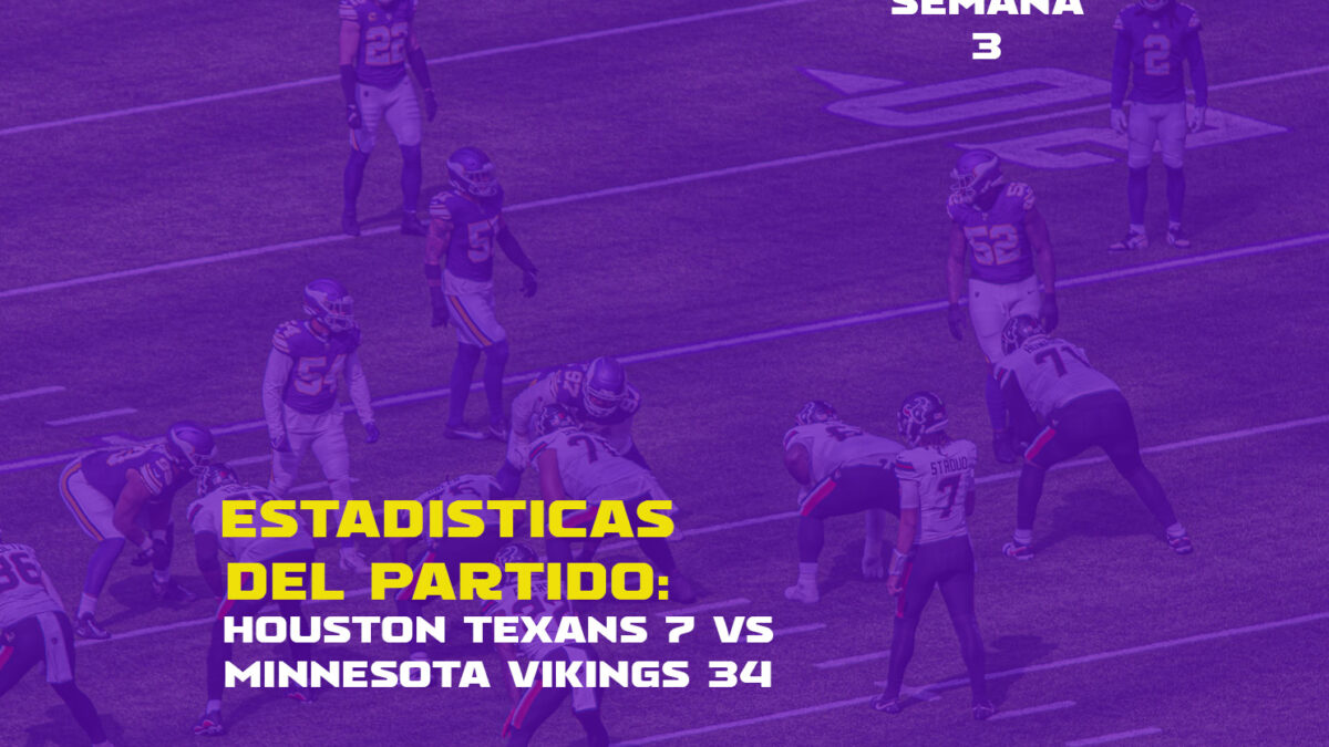 Estadisticas del Partido: Houston Texas 7, Minnesota Vikings 34 | Semana 3