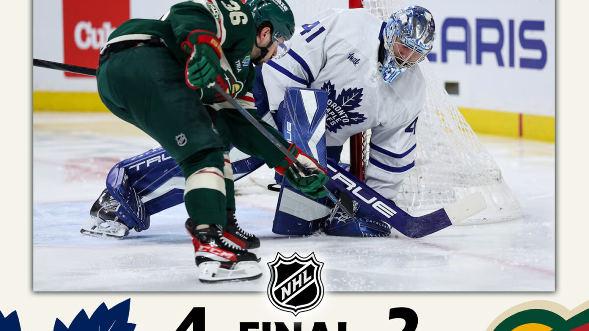 Maple Leafs frenan la reacción del Wild y se llevan la victoria en Minnesota